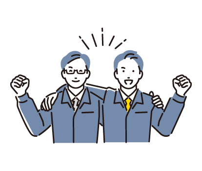 笑顔で肩を組む男性のイラスト