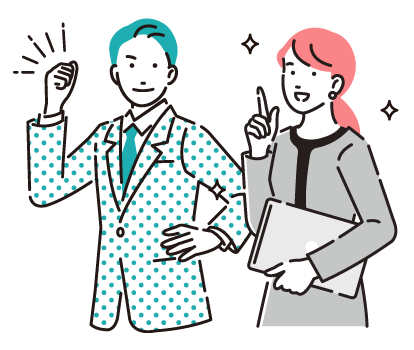 男女が並んだイラスト
