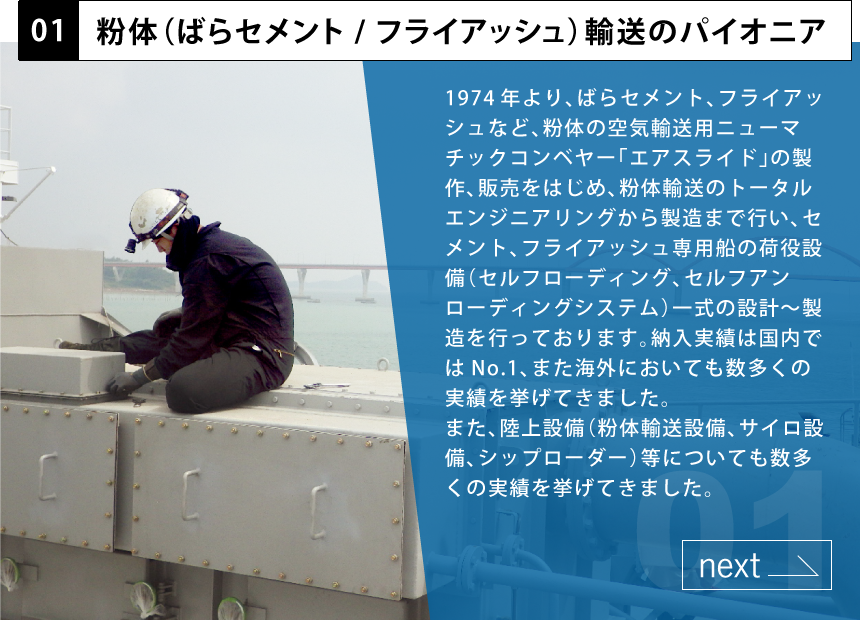 粉体（ばらセメント / フライアッシュ）輸送のパイオニア